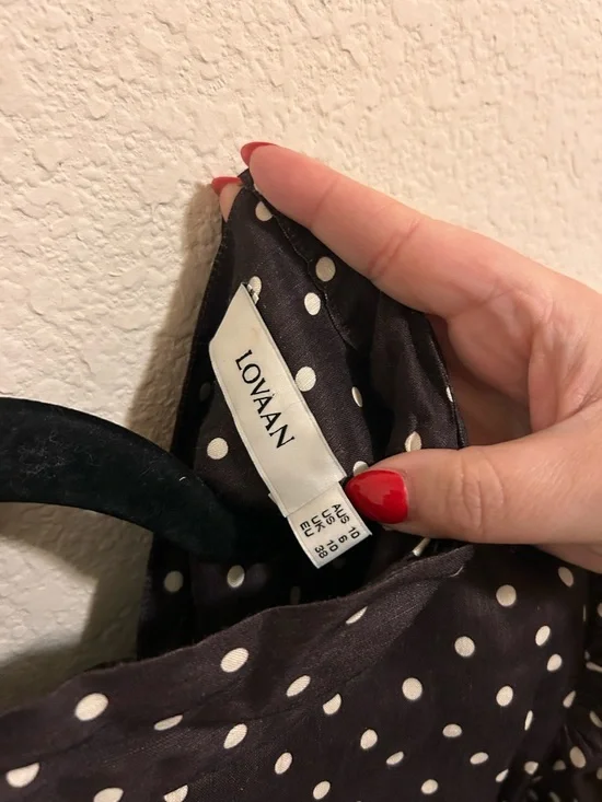 New Anthropologie Lovaan Danielle Linen Blend Polka Dot Long-Sleeve Blouse - Picture 8 of 10